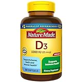 Nature Made Vitamin D3 1000 IU (25 mcg), Dietary Supplement for Bone, Teeth, Muscle...